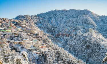 Snow-capped hills of Himachal Pradesh during winter